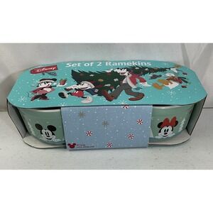 Disney Mickey & Minnie Christmas Ramekins - Set of 2 -Holiday Christmas Theme